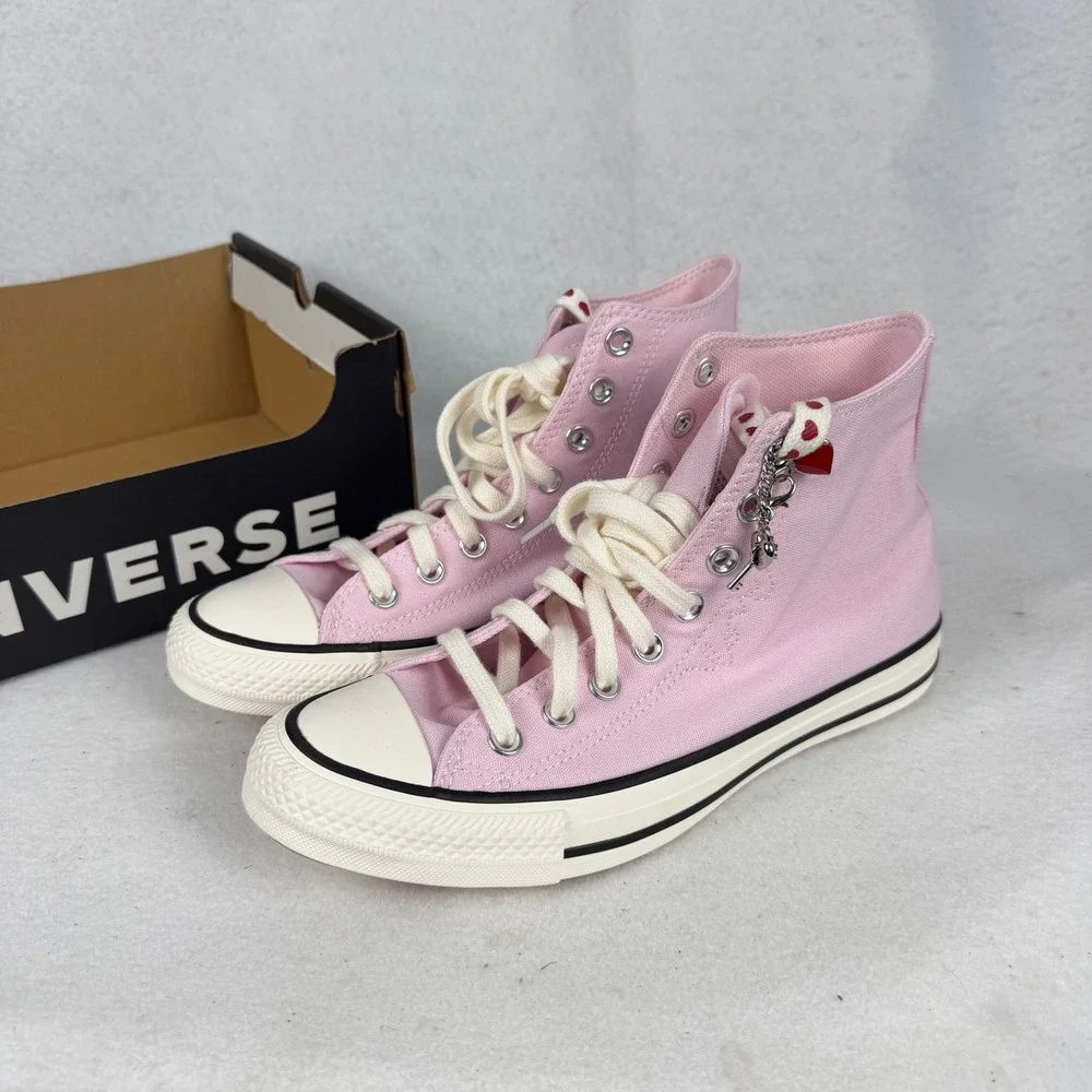 Converse Chuck Taylor All Star Womens 8.5 UK 6.5 Valentine Heart Charm Pink - Picture 2 of 15